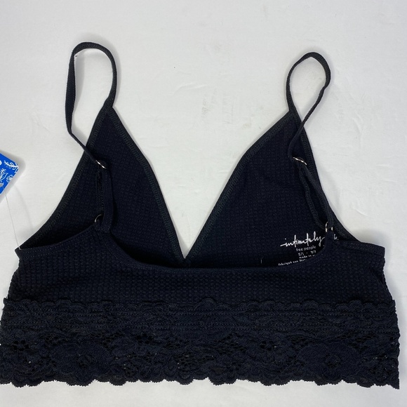 Intimately Free People Black Stevie Lace Trim Bralette - XS - NEW - Picture 5 of 7